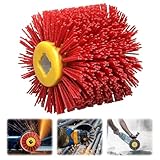 80 Grit Drawing Wheel Drum,Surface Conditioning Tool Drum,4.7' x 4' Burnishing Polishing Drum for Removal Paint Rust Corrosion(Red, 80 Grit)