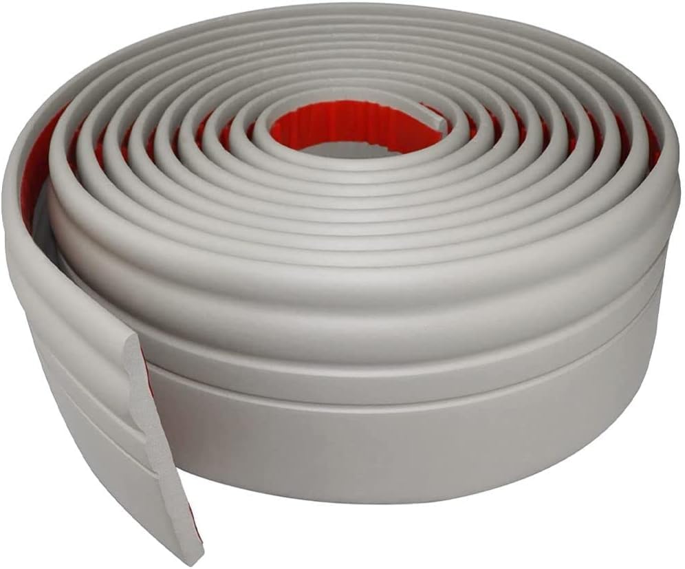 3 Meters Foam Baseboard Skirting Border,Self Adhesive Wall Borders,Wall Trim Line 3D,Peel and Stick Molding,Wallpaper Border,Caulk Strip Stickers for Countertops,Tile Waistline Trims(Grey,9.3CM)