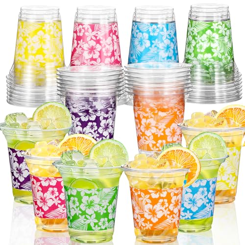 Atonofun 72 Pack Hawaiian Luau Party Decorations Cups -14OZ Disposable Tropical Party Cups for Hawaiian Luau Beach Theme Birthday Party Decorations