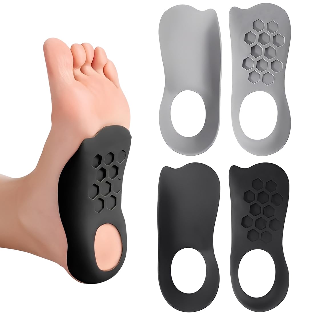 Plantillas Ortopédicas de Soporte del Arco para Fascitis Plantar, Alivio del Dolor del Talón, Absorción de Impactos, Antifatiga