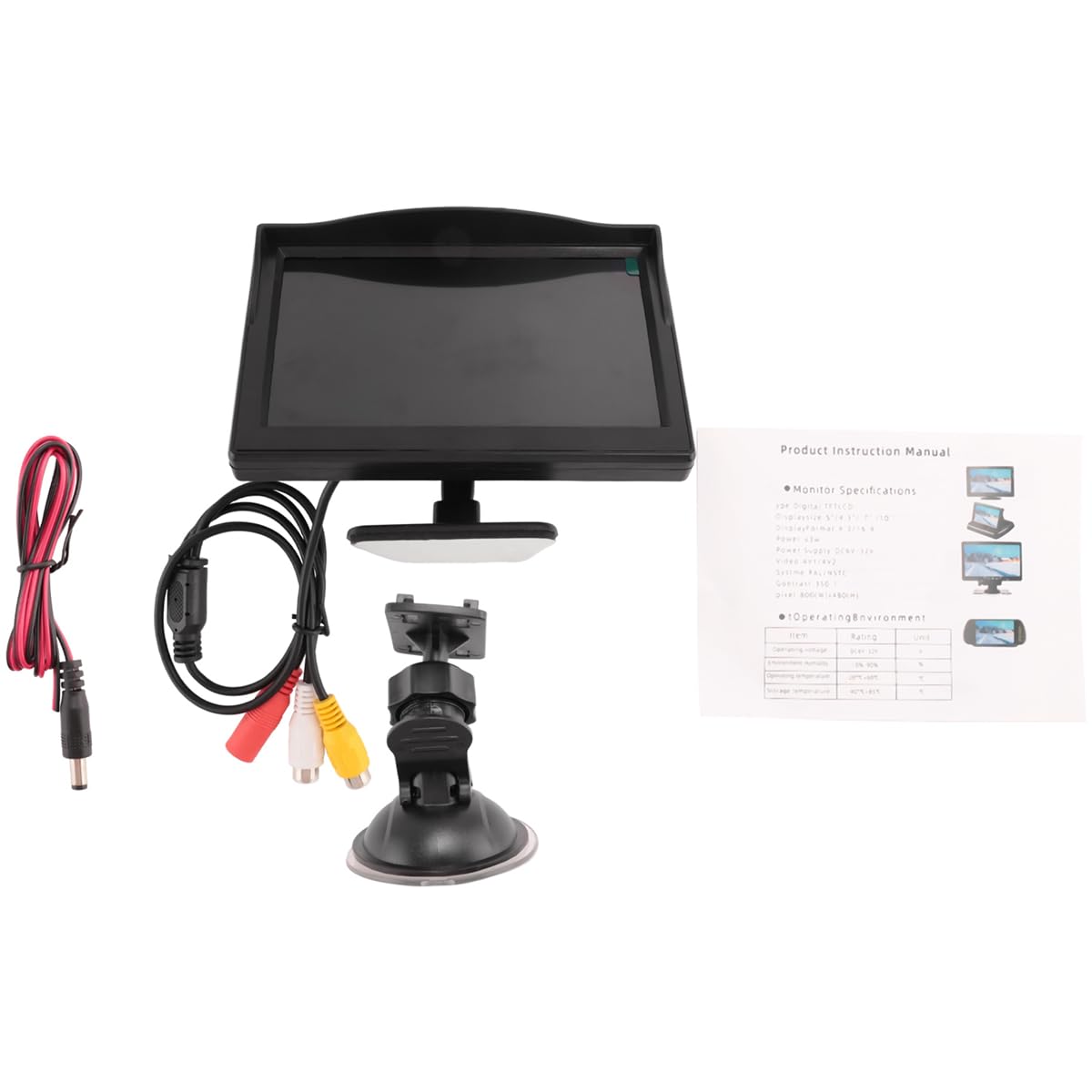 12,7 cm (5 cali) 800 x 480 TFT LCD HD ekran monitora z podwójnym uchwytem do samochodowej kamery cofania/kamery cofania/DVD/odtwarzacza multimedialnego