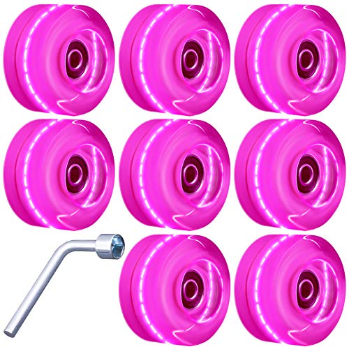 Tanzfrosch 8 Pack Roller Skate Wheels with Bearings Installed Quad Light Up...
