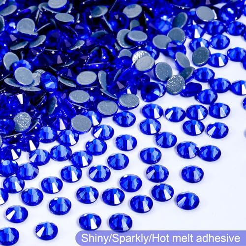Image of Hotfix Rhinestones Bulk, 14400PCS Dark Blue Hot Fix Rhinestones for Clothes DIY Decoration Crafts, Dark Blue, SS10, 2.7-2.9mm