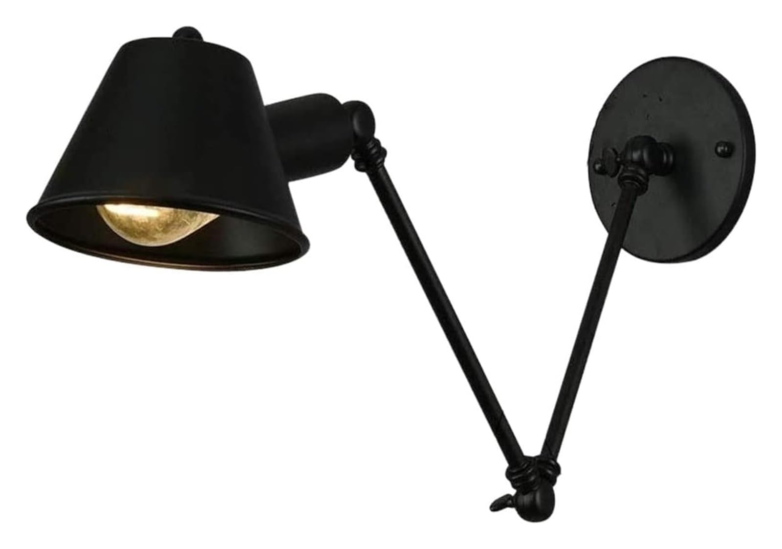 Lampada da Parete, Lampada con Braccio orientabile Regolabile, Luce Rustica in Metallo Nero per Loft, Veranda/corridoio, Soggiorno, processo di verniciatura Antica Orb Black