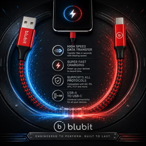 Image of USB Type C Cable, 3A Fast Charging & Data Sync Cord, Durable Nylon Braided USB-C to USB-A Cable for Samsung, Mi, Realme, OnePlus & All Android Smartphones (1 Meter, Red-Black)