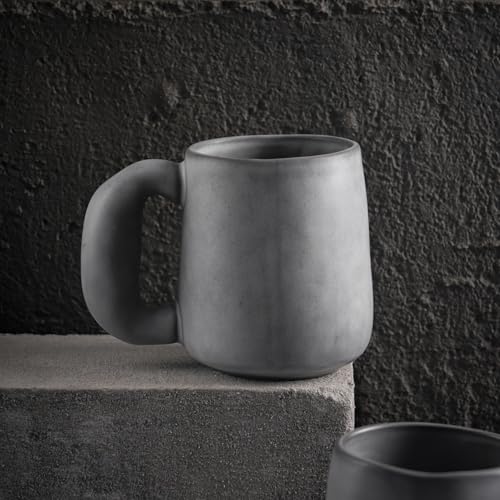 Juego de 2 mugs cerámicos grandes Uaral 20oz Gris oscuro miniatura 3