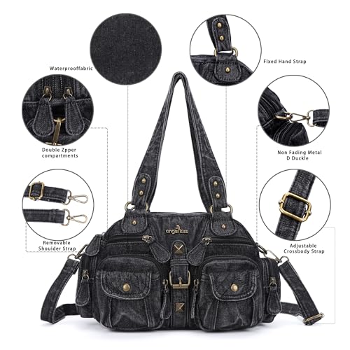 Image of Angel Kiss Hobo Crossbody Purses for Women Shoulder Bag Multipocket Soft Hobo Purses Removable Strap Leather Handbags