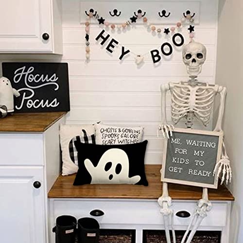 Halloween Pillow Cover 12X20 Ghost Halloween Lumbar Pillow Covers Decorations Outdoor Halloween Pillows Decorative For Halloween Home Decor For Sofa #TOP3