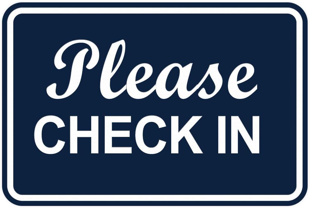 Signs ByLITA Classic Framed, Please Check In Sign (Navy Blue/White) - Large 1 Pack