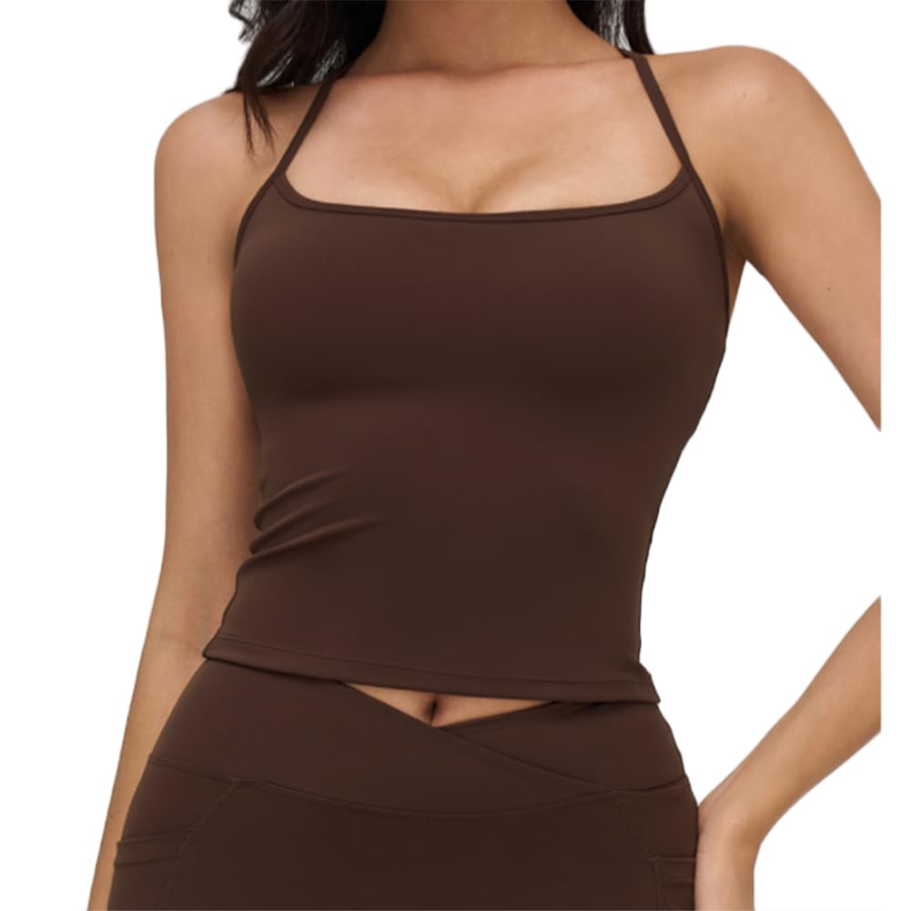 JPXJGT Yoga Back Cover Crop Top Tight Fit Outdoor Sports Underwear Running and Fitness Wear(Size:M,Color:Brown)
