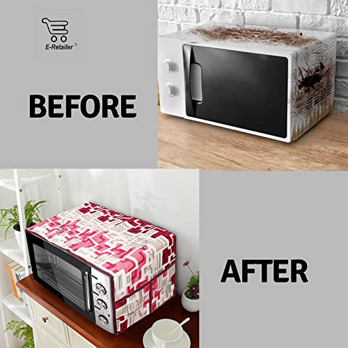 Image of Polyester 3-Layered With 4 Utility Pockets Microwave Oven Top Cover Suitable for Upto 30 Liter (Color- Red, Size-36x14 Inches)