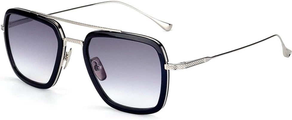 FSIGOM Glasses,Vintage Aviator Square Metal Frame for Women Sunglasses Classic Downey Iron Man Tony Stark Shades