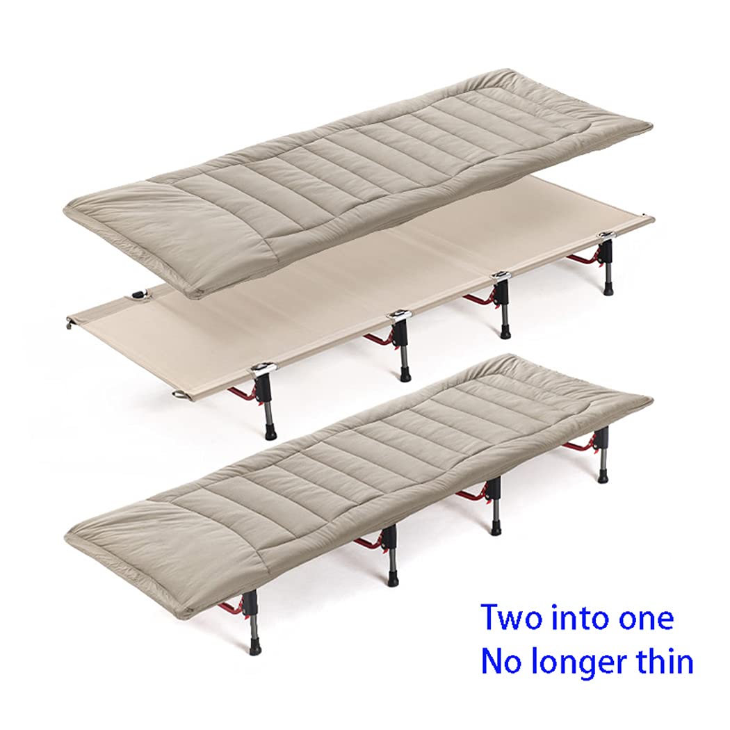 Lettini da Campeggio Leggeri con Imbottitura, Lettino da Campeggio Pieghevole Portatile con Materasso | Strutture Letto in Lega di Alluminio con materassino in Cotone per Barbecue da Ufficio da viag