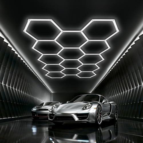 Éclairage hexagonal LED pour garage et entrepôt contenant 14 structures lumineuses