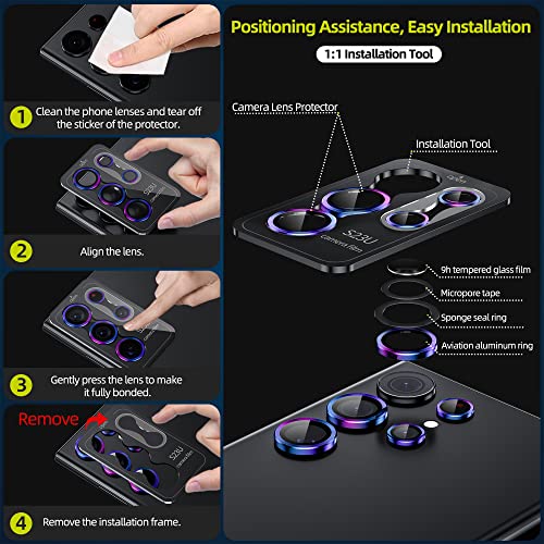Wsken For Samsung Galaxy S23 Ultra Camera Lens Protector,[Night Shooting Mode] Scratch Resistant Hd Tempered Metal Glass Camera Screen Protector Cover Film Accessories 6.8 Inch,Colorful #TOP5
