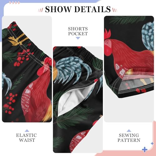 ZZXXB Rooster Spruce Branch Boys Long Pants Soft Trousers Elastic Waist Kids Lounge Bottoms with Pockets S-XL4