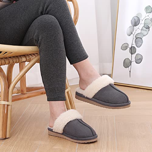 Image of Litfun Women's Fuzzy Memory Foam Slippers Fluffy Winter House Shoes Indoor and Outdoor