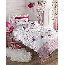 Juego De Cama Infantil Kids Club - Juego de Cama Infantil, Incluye Funda de edredón y Fundas de Almohada, diseño de Bailarina, Color Rosa