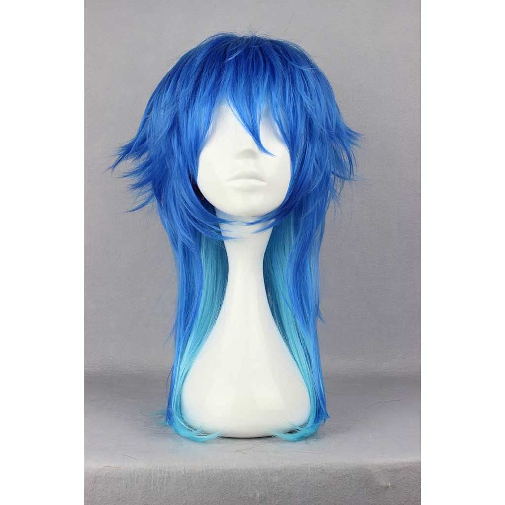Anime Cosplay Wig，Dramatical Murder Dmmd Aoba Seragaki Cosplay Wig,Blue Gradient Color Long Slight Fluffy Anime Hair，with Free Wig Cap，Halloween Hair，for Christmas Carnival party Halloween