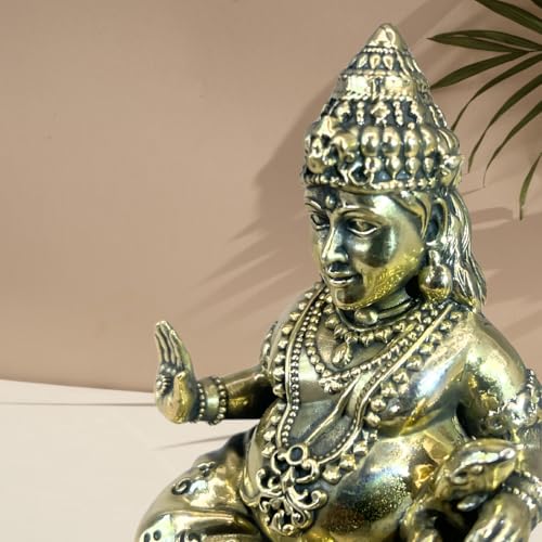 Image of Brass Dhan Kuber Idol, Vastu Remedy for Wealth & Prosperity (4 Inch, 215 g)