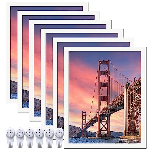ijuerybai 6 Sets 16x20 Picture Frame Frames for 16 x 20 Canvas Collage Photo Poster Certificate Wall Gallery High Transparent Horizontal Vertical White 16 by 20 Inches