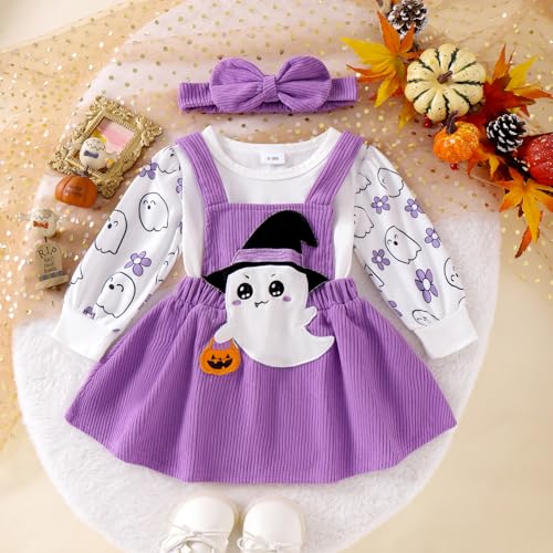 Newborn Baby Girl Halloween Outfit Long Sleeve Romper Dress Suspender Skirt Christmas Overalls Fall Clothes3
