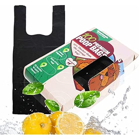 Dog Poo Bags Scented Poop Bags With Tie Handles Lemon Fragrance Degradable Waste Disposal Bag Extra Strong Doggy Pooper Bags For Cats Dogs Puppies Pet Supplies Outdoor Accessories Black (Pack Of 100) Cover