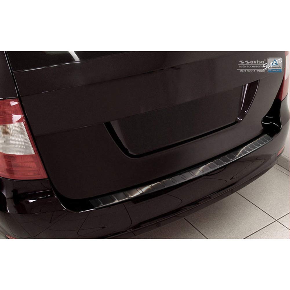Avisa Schwarz Edelstahl Heckstoßstangenschutz Kompatibel Mit Skoda Superb Kombi 2009-2013 'Ribs'