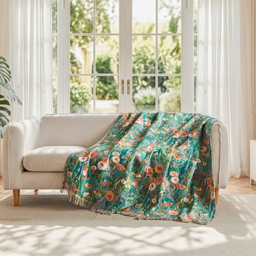 Image of LUTBM Cotton Boho Blanket for Bed, Queen Soft Lightweight Reversible Quilt