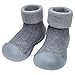 YMIFEEY Chaussette Pantoufle pour Bébé Fille Garçon Chaussettes Antidérapantes Chaussettes de Noël avec Doublure en Polaire Hiver Chaussons Chaussettes Épais Chauds pour Enfant (Gris)