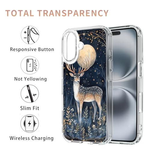 Coque iPhone 16 Plus transparente en acrylique rigide et antichoc motif Noël