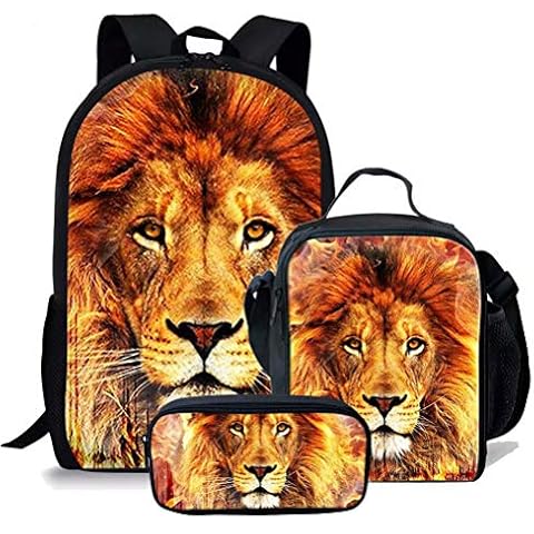 chaqlin Lion Print Teens Backpack Set Cover
