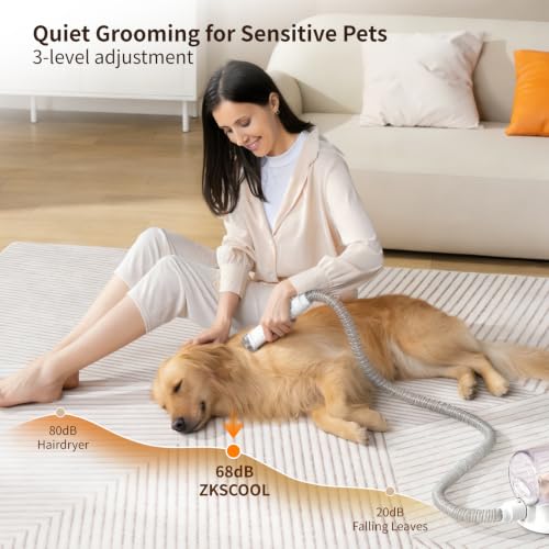Dog Grooming Vacuum, 12000Pa Powerful with 1.5L Cup 7 in 1 Pet Electric Grooming Vacuum for with Hair Clipper & Shedding Brush, Low Noise, 3 Suction Levels for Thick Hair Cats & Dogs - Image 5