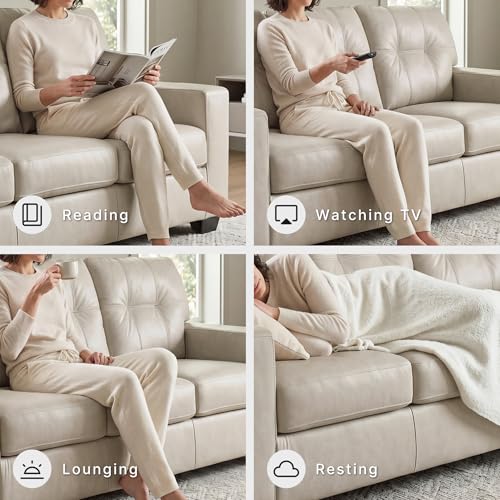 Image of Signature Design by Ashley Santorine 3 Seat Sofa for Living Room, Bone