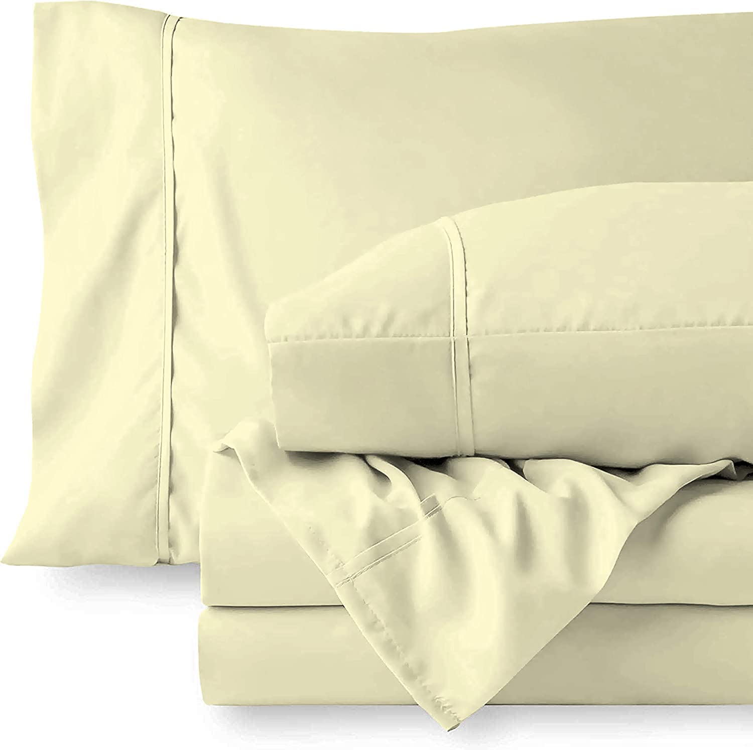 400 Thread Count Sheet Set of 4 Piece - 100% Egyptian Cotton Bed Sheet Sets - Luxury Sateen-Finish Long Staple Combed Cotton -32 CM Deep Pocket of Fitted Sheet, Ivory Solid, Double Size