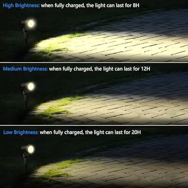 MEIHUA Solar Spot Lights Outdoor, 3 in 1 Landscape Spotlights 2700K Warm White, 3 Lighting Modes & 3 Brightness, IP66 Waterproof Solar Lights Outdoor Garden for Pathway Driveway Yard Tree