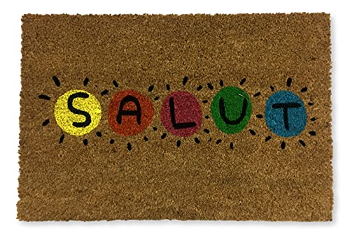 KOKO DOORMATS Tapis Entree Exterieur | paillasson Exterieur, Fibre de Coco avec Base antidérapant en PVC, 40x60x1.5 cm. Tapis antiderapant et Absorbant | Paillasson Original Salut