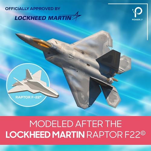 Image of POWERUP 4.0 F-22 Jet Airplane Kit Smartphone App Controlled RC Plane Motor | DIY Outdoor Stem Project for Aviation Makers. Premium Gift Pack for Experienced Hobbyist Pilots. Cool Tech RC Airplane Gadget