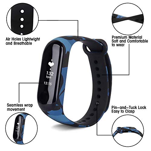 Image of Silicone Camouflage Army Style Band Strap for Xiaomi Mi Band 4 & Mi Band 3(Device Not Included) (Army Blue)