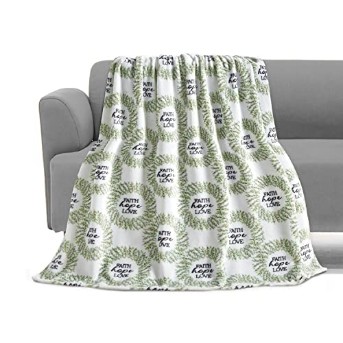 Image of Elegant Comfort Lightweight Printed Throw Blanket- All Season, Ultra Soft, Cozy and Plush- Decorative Throw Blankets, Perfect for Lounging, 50 x 70 inches, Faith, Hope and Love, Throw Blanket