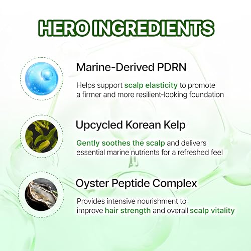 Image of GROWUS Algae Therapy Seaweed Shampoo (16.9 Fl Oz) 500ml | Marine Peptide, Biotin & Salicylic Acid | Volumizing & Scalp Strengthening Wash for Fuller Looking Hair | Korean Hair Care