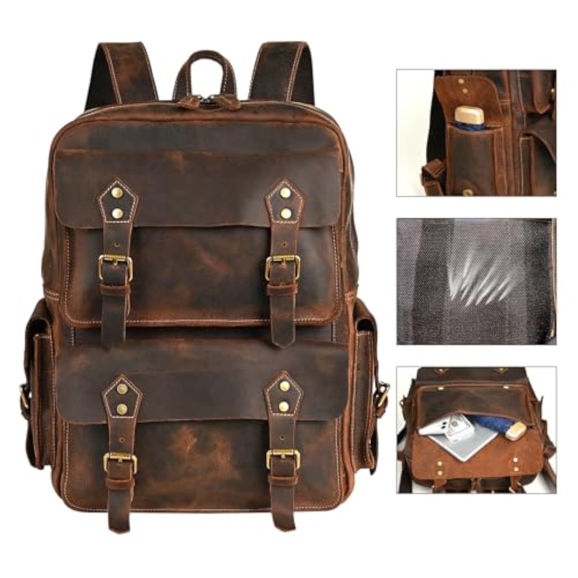 Handmade Genuine Crazy Horse Leather Large Travel Backpack