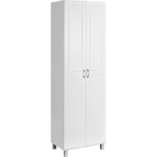 Giantex Kitchen Pantry Cabinet, 2 Door Cupboard with 5 Shelves, Storage Organizer for Kitchenware, Utensil, Utility Storage Cabinet (White)