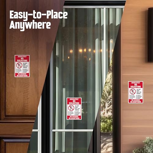 smartsign absolutely no soliciting stickers no excuses no exceptions do not ring bell knock decals set pack of 3 one 37534x5534 amp two 27534x434 made in usa