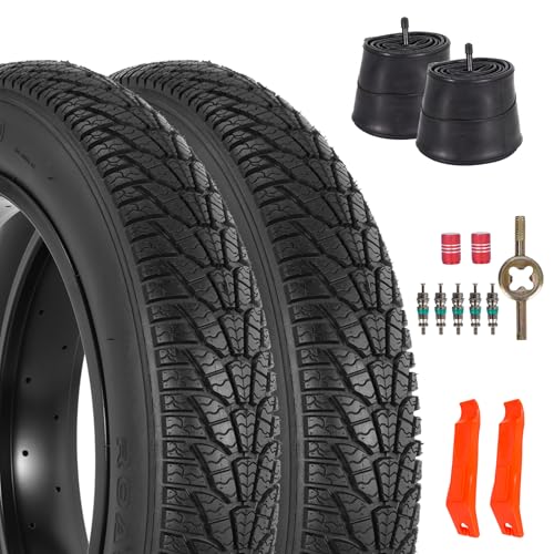 RUHUO 2-Pack 20x3.0 ‌Pneux et Chambres à Air pour VéLo, 20 Pouces‌ Pneu de VTT, 20x3 Chambre à Air pour VéLo avec Levier de Pneus, Pneus de Rechange Pliables pour VTT et éLectrique(FR) (Style2)