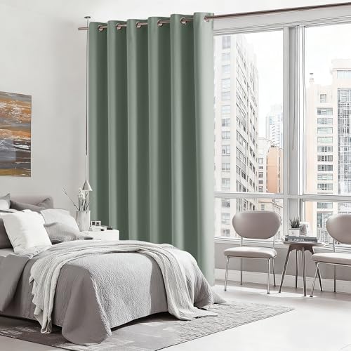 Image of RYB HOME Blackout Thermal Insulated Curtains, Portable Curtain for Sliding Glass Door /Storage /Space Room Divider, Large Window Treatment Room Divider Panel, W80 x L84, Sage Green, 1 Panel