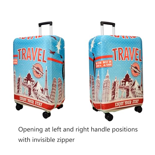 Image of WUJIAONIAO Travel Luggage Cover Baggage Suitcase Cover Protector Skins 18-32 Inch, Tourist Attraction A28, XL (for 29--32 inch luggage), Fashion