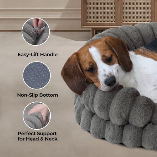 BALANCE Calming Dog Bed for Large Sized Dogs, 36 Inches Oval Washable Pet Bed with Sides, Orthopedic Pet Couch Sofa with Non-Slip Bottom, Gray - Image 5