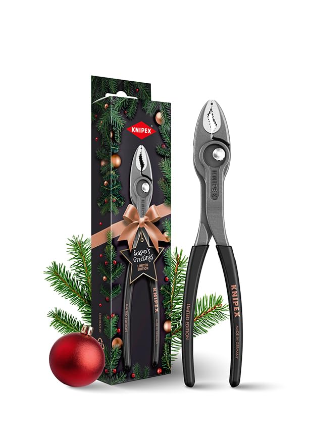 KNIPEX TwinGrip 82 01 200 S02 Christmas Edition – Front & Side Gripping Pliers 200 mm Black Atramentized – Limited Edition with Bronze Logo, Push Button Adjustment, 4–22 mm
