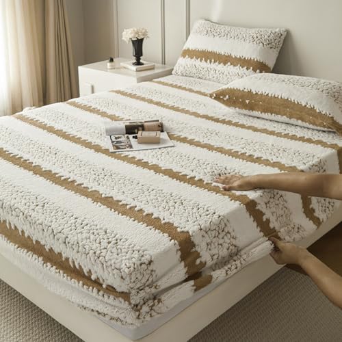 JIANINGHOME Sábana bajera ajustable de franela de 150 x 200 cm, tacto de cachemira acogedora